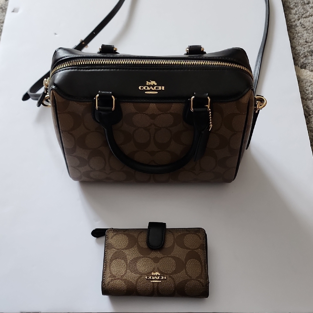 Coach Rare Mini Bennet Satchel Crossbody And Medium Corner Zip Wallet. F32203